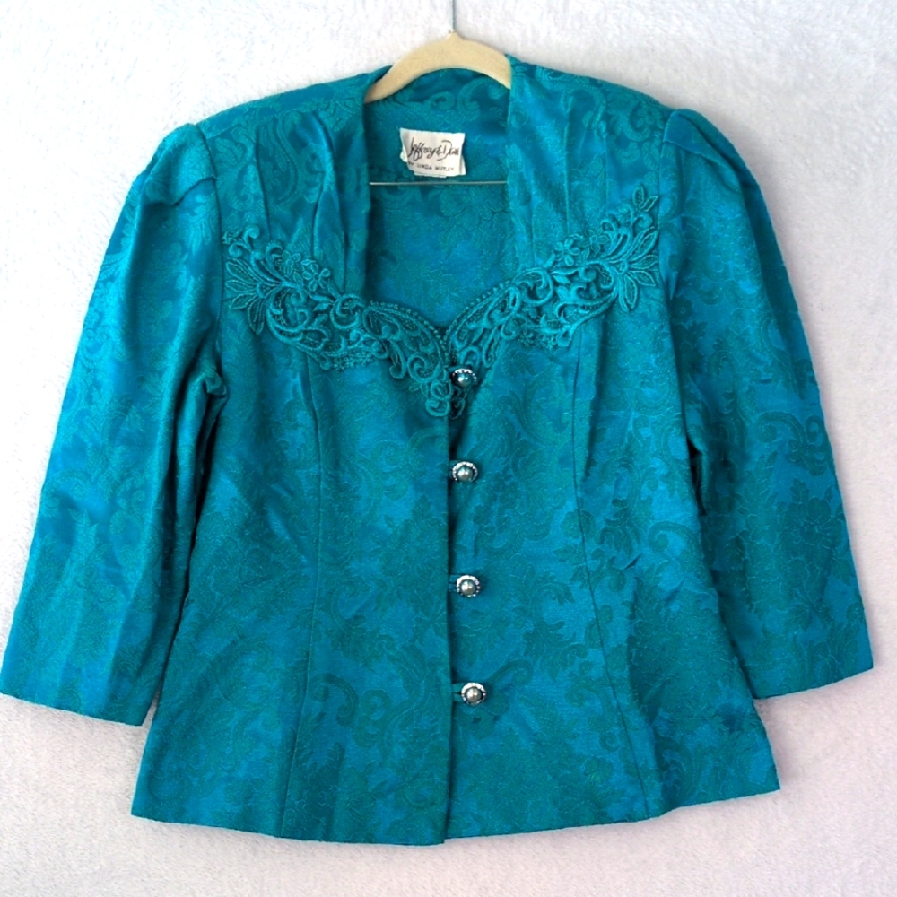 Jeffrey & Dora by Linda Hutley Vintage Women's Turquoise‎ Jacket Size 6